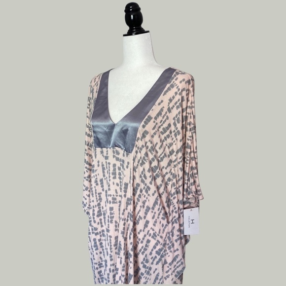 H Halston Pink Kimono-Sleeve Printed Caftan - Picture 3 of 8